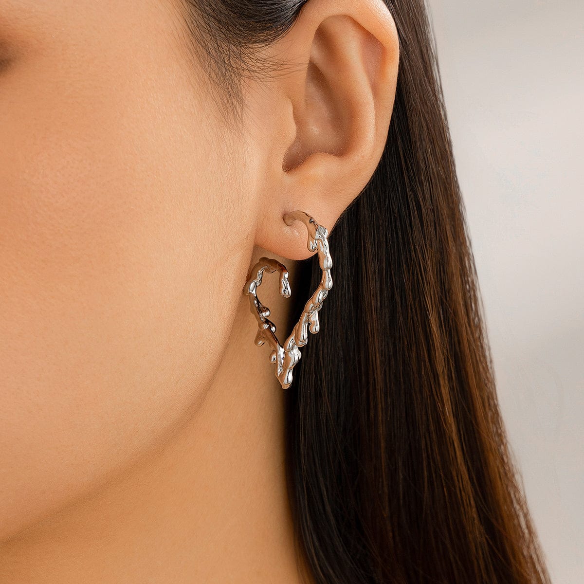 Elegant Gold Silver Plated Melting Heart Stud Earrings - ArtGalleryZen