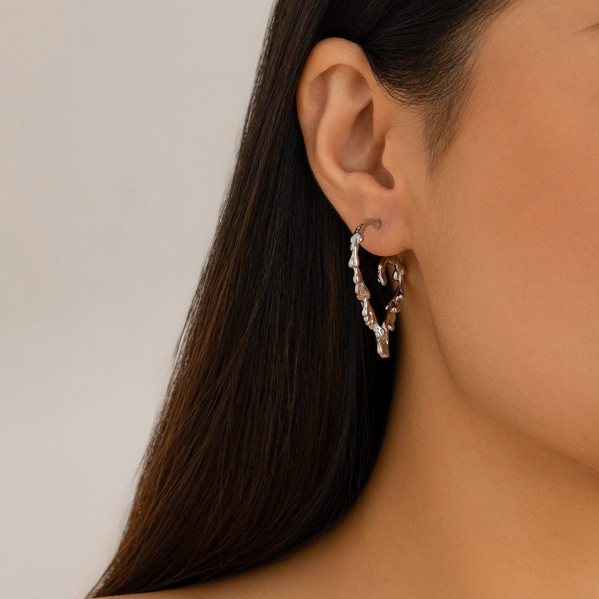 Elegant Gold Silver Plated Melting Heart Stud Earrings - ArtGalleryZen