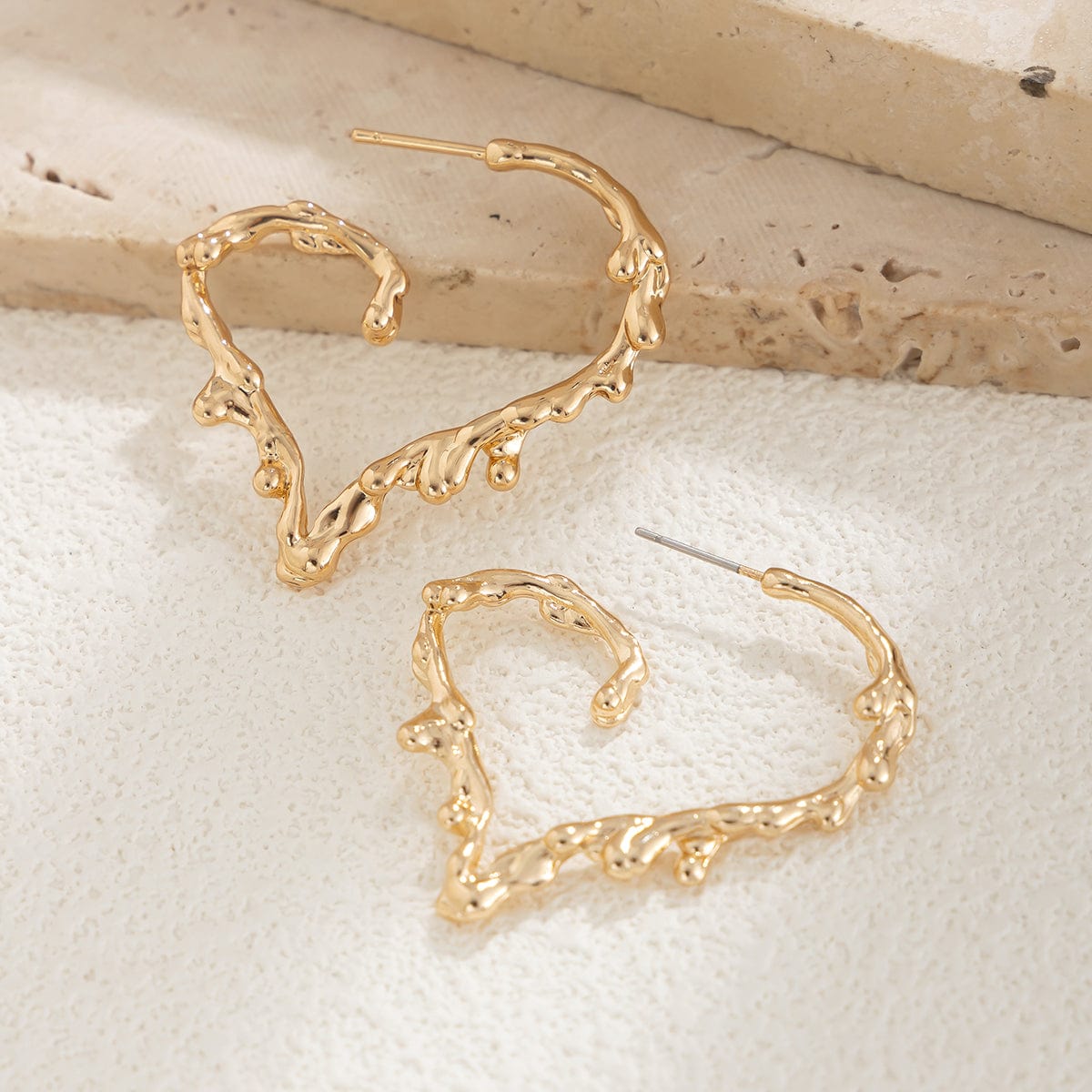 Elegant Gold Silver Plated Melting Heart Stud Earrings