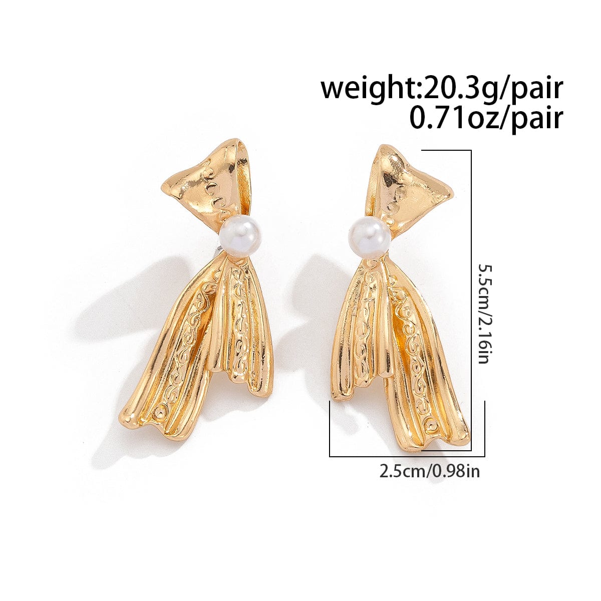 Elegant Gold Silver Plated Pearl Ribbon Earrings