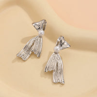 Thumbnail for Elegant Gold Silver Plated Pearl Ribbon Earrings