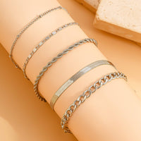 Thumbnail for Elegant Gold Silver Plated Rope Chain Stackable Anklet Set