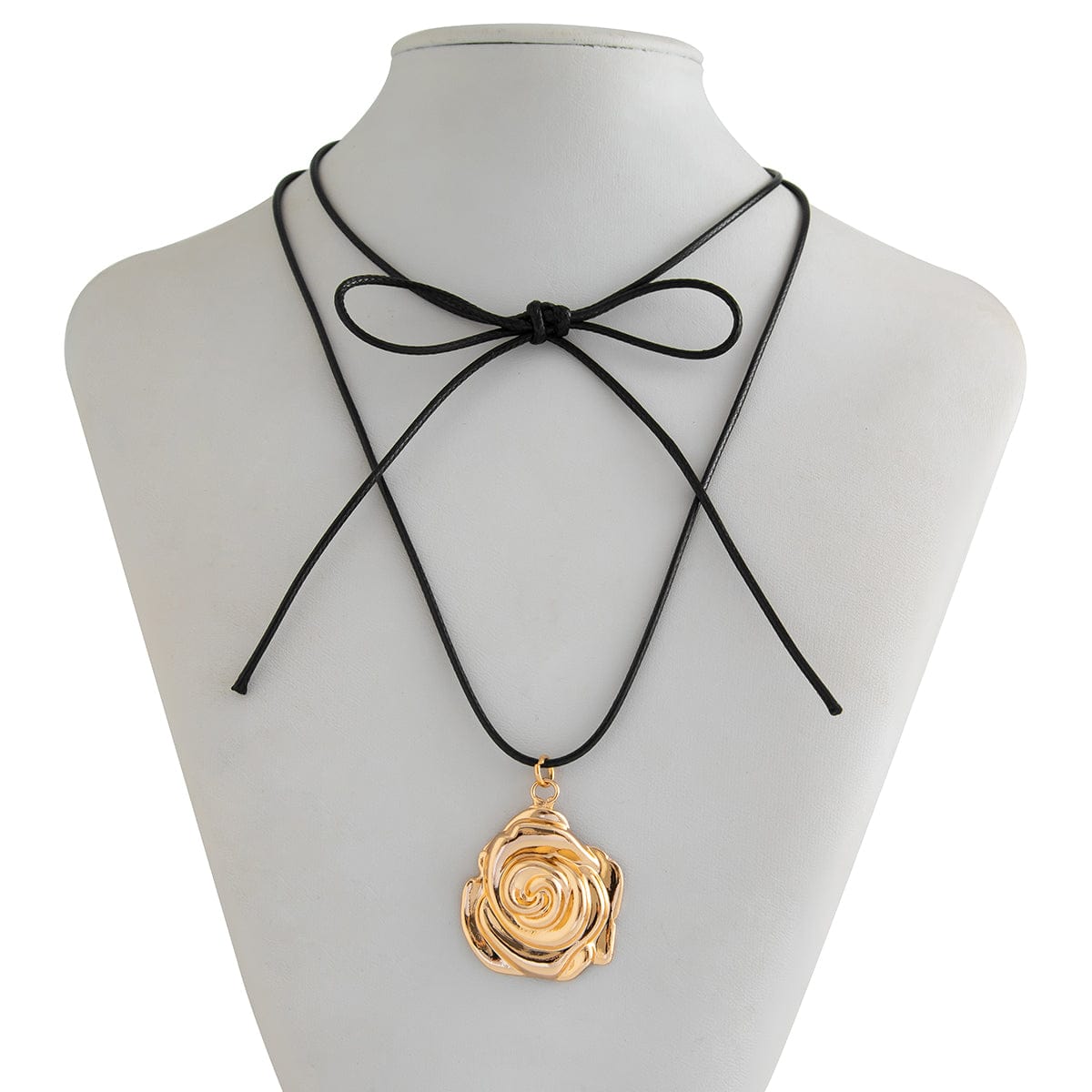 Elegant Gold Silver Plated Rose Flower Pendant Wax Cord String Necklace