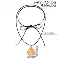 Thumbnail for Elegant Gold Silver Plated Rose Flower Pendant Wax Cord String Necklace