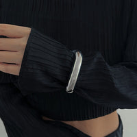 Thumbnail for Elegant Gold Silver Tone Curved Bangle Bracelet - ArtGalleryZen