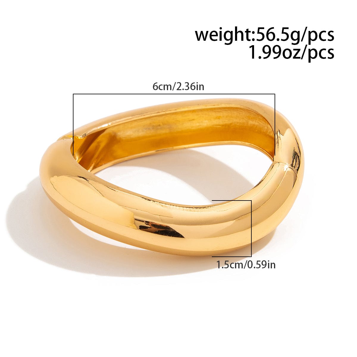 Elegant Gold Silver Tone Curved Bangle Bracelet - ArtGalleryZen