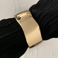 Thumbnail for Elegant Gold Silver Tone Curved Glossy Wide Cuff Bangle Bracelet