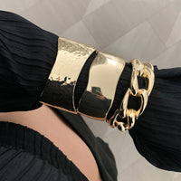 Thumbnail for Elegant Gold Silver Tone Curved Glossy Wide Cuff Bangle Bracelet