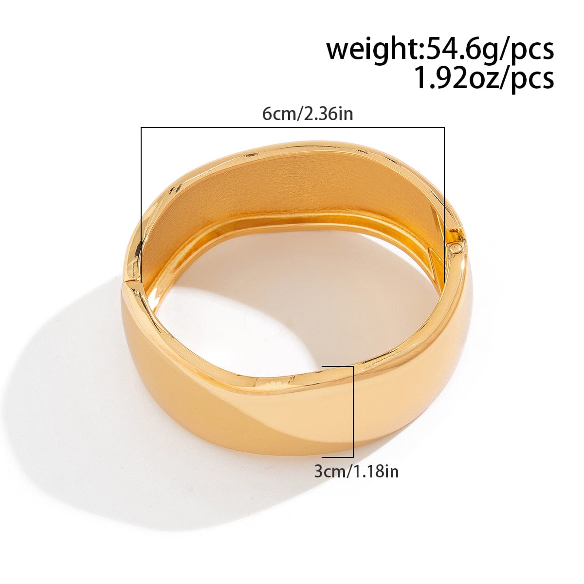 Elegant Gold Silver Tone Curved Glossy Wide Cuff Bangle Bracelet