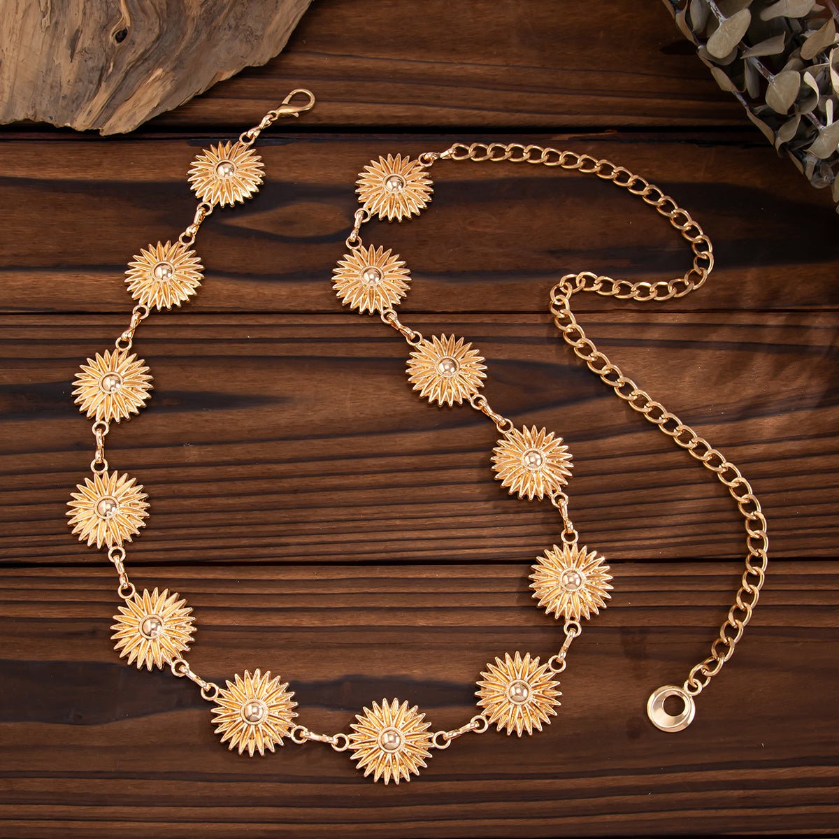 Elegant Gold Silver Tone Daisy Waist Chain - ArtGalleryZen