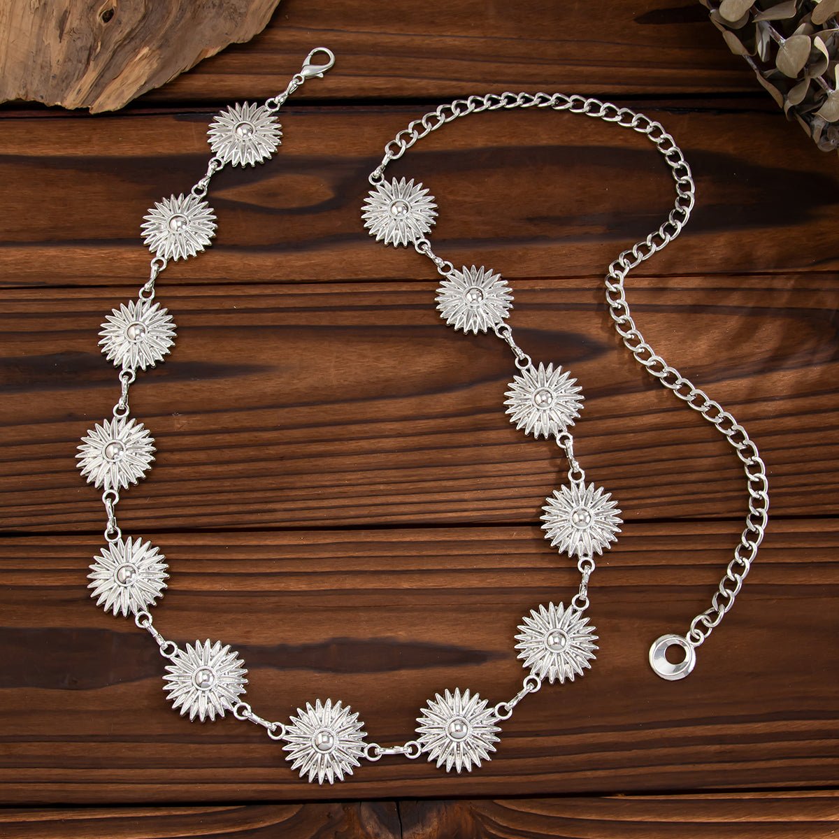 Elegant Gold Silver Tone Daisy Waist Chain - ArtGalleryZen