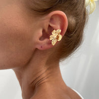 Thumbnail for Elegant Gold Silver Tone Flower Ear Cuff Earring - ArtGalleryZen
