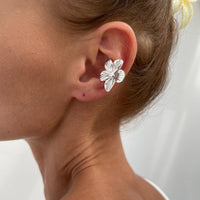 Thumbnail for Elegant Gold Silver Tone Flower Ear Cuff Earring - ArtGalleryZen