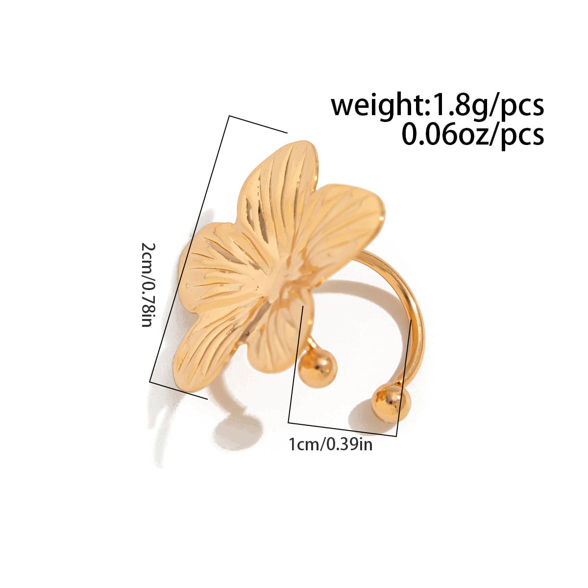 Elegant Gold Silver Tone Flower Ear Cuff Earring