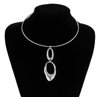 Thumbnail for Elegant Gold Silver Tone Irregular Hoop Pendant Necklace