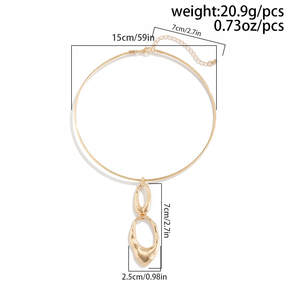 Elegant Gold Silver Tone Irregular Hoop Pendant Necklace