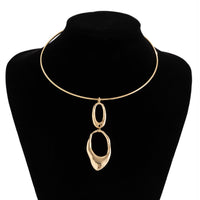 Thumbnail for Elegant Gold Silver Tone Irregular Hoop Pendant Necklace