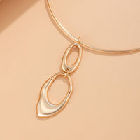 Thumbnail for Elegant Gold Silver Tone Irregular Hoop Pendant Necklace