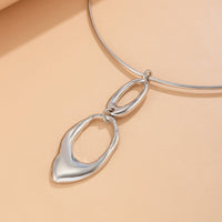 Thumbnail for Elegant Gold Silver Tone Irregular Hoop Pendant Necklace