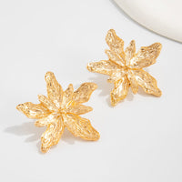 Thumbnail for Elegant Gold Silver Tone Textured Flower Earrings - ArtGalleryZen