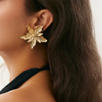 Thumbnail for Elegant Gold Silver Tone Textured Flower Earrings - ArtGalleryZen