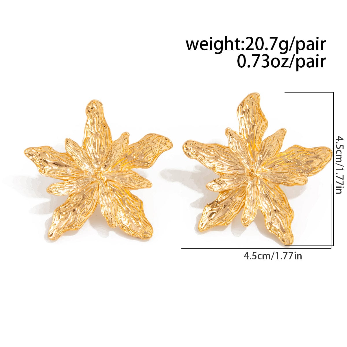 Elegant Gold Silver Tone Textured Flower Earrings - ArtGalleryZen
