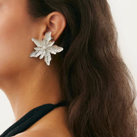 Thumbnail for Elegant Gold Silver Tone Textured Flower Earrings - ArtGalleryZen