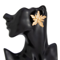 Thumbnail for Elegant Gold Silver Tone Textured Flower Earrings - ArtGalleryZen