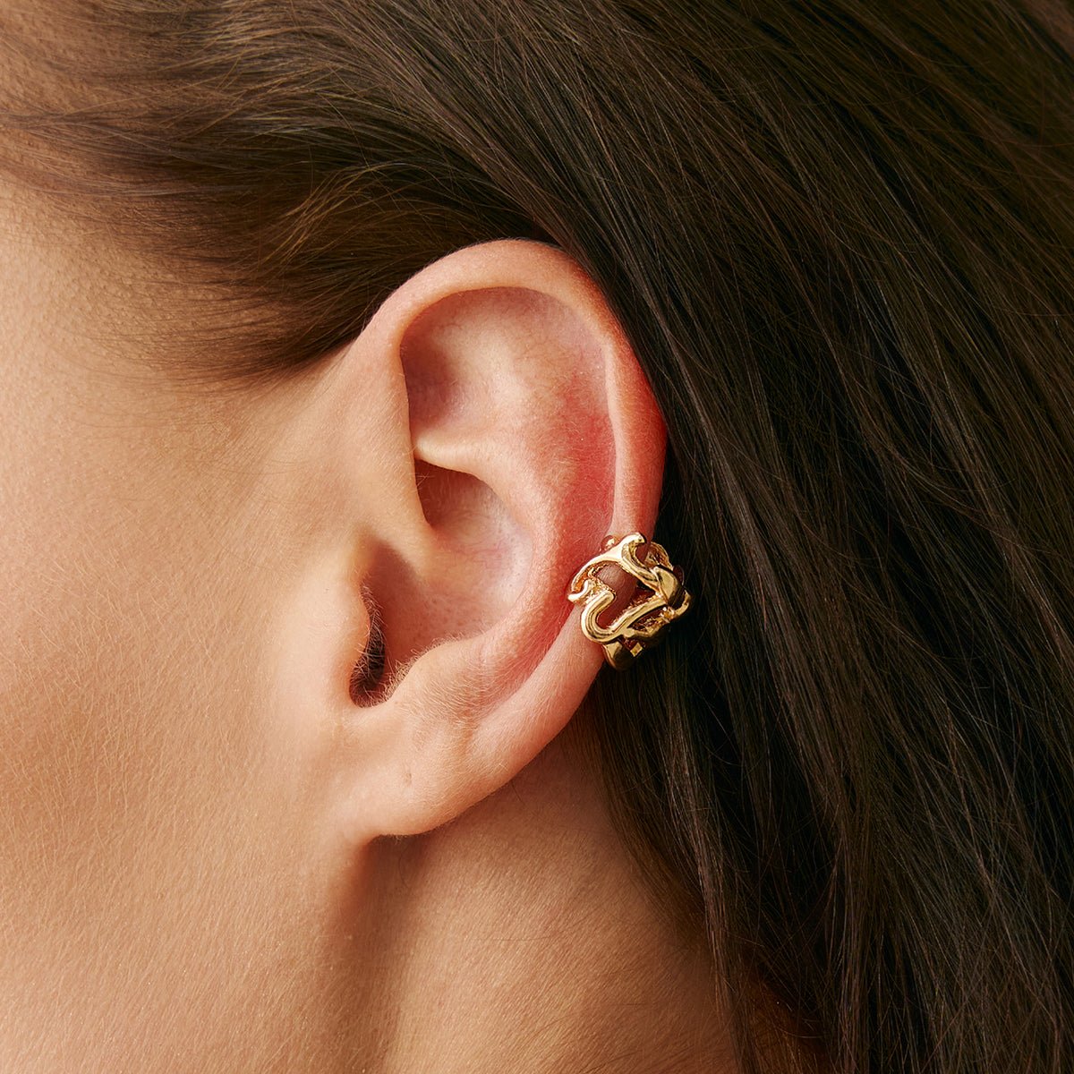 Elegant Heart Cherry Blossom Ear Cuff Earring - ArtGalleryZen