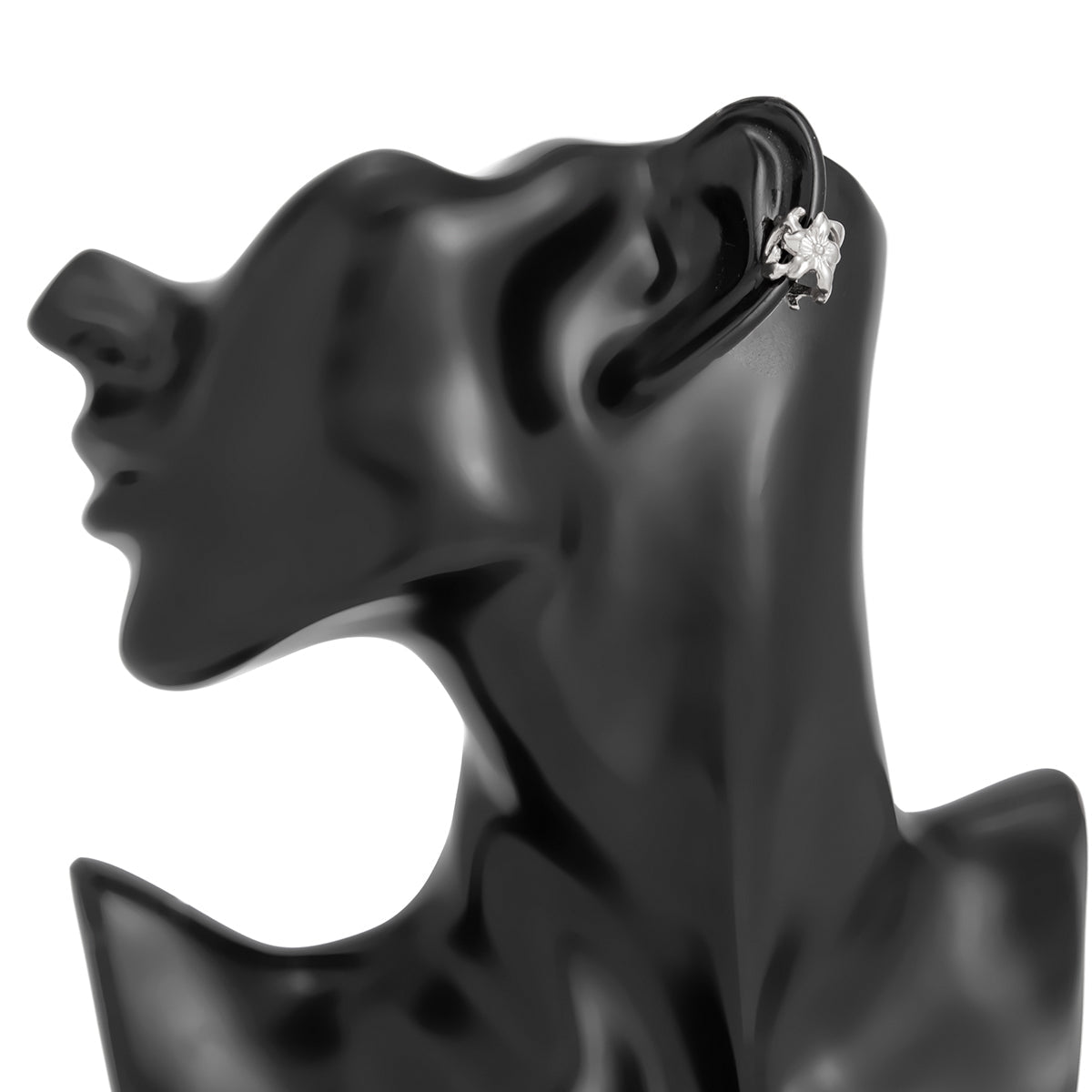 Elegant Heart Cherry Blossom Ear Cuff Earring - ArtGalleryZen