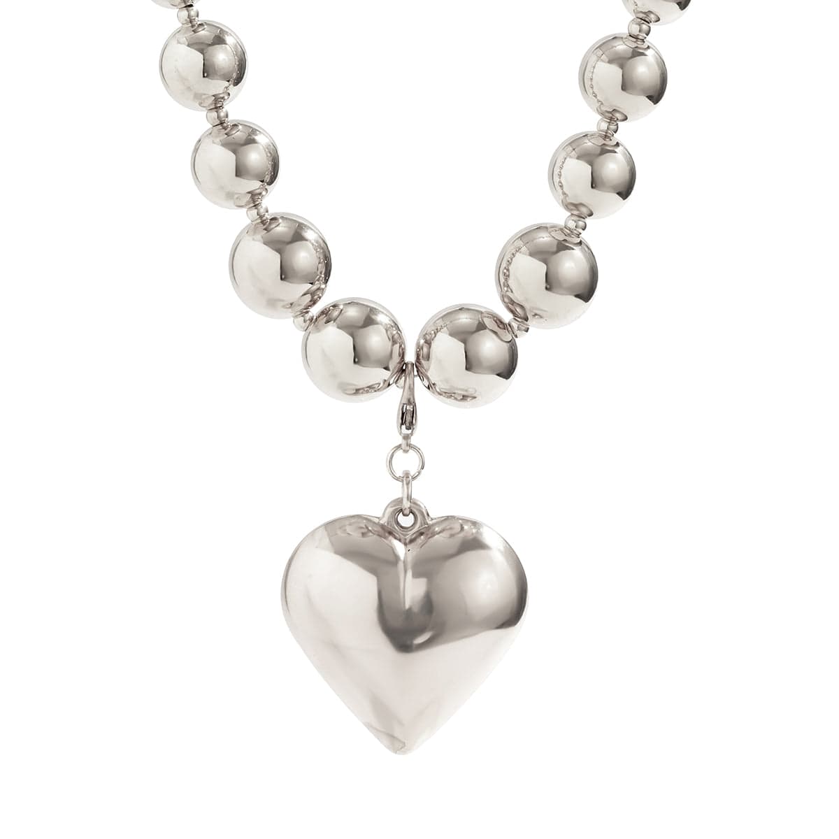 Elegant Heart Pendant Ball Chain Choker Necklace - ArtGalleryZen