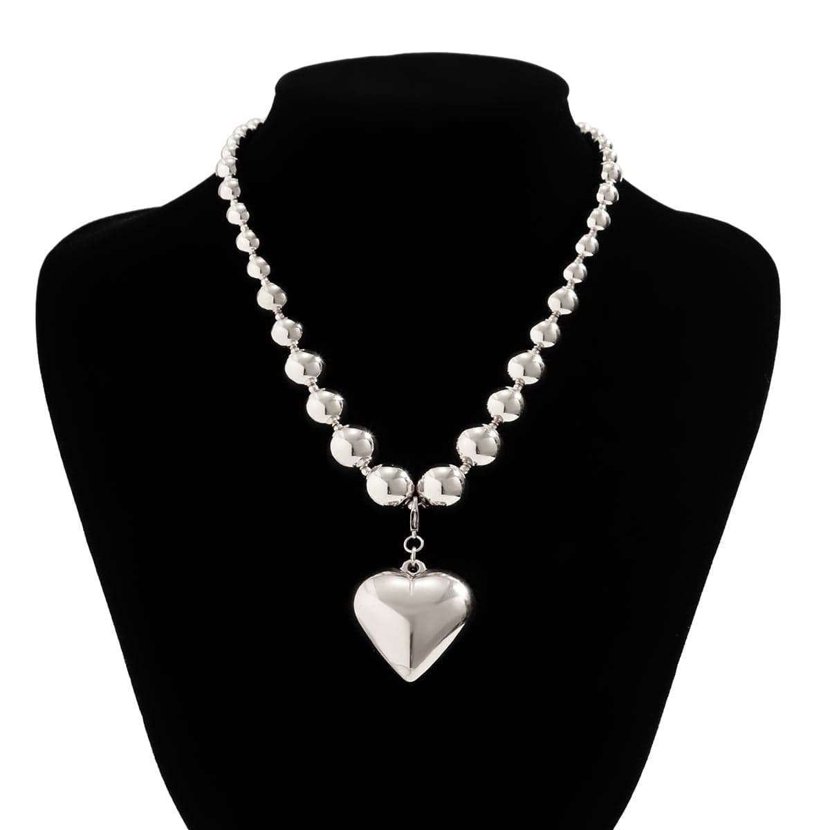 Elegant Heart Pendant Ball Chain Choker Necklace - ArtGalleryZen