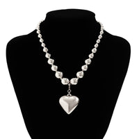 Thumbnail for Elegant Heart Pendant Ball Chain Choker Necklace - ArtGalleryZen