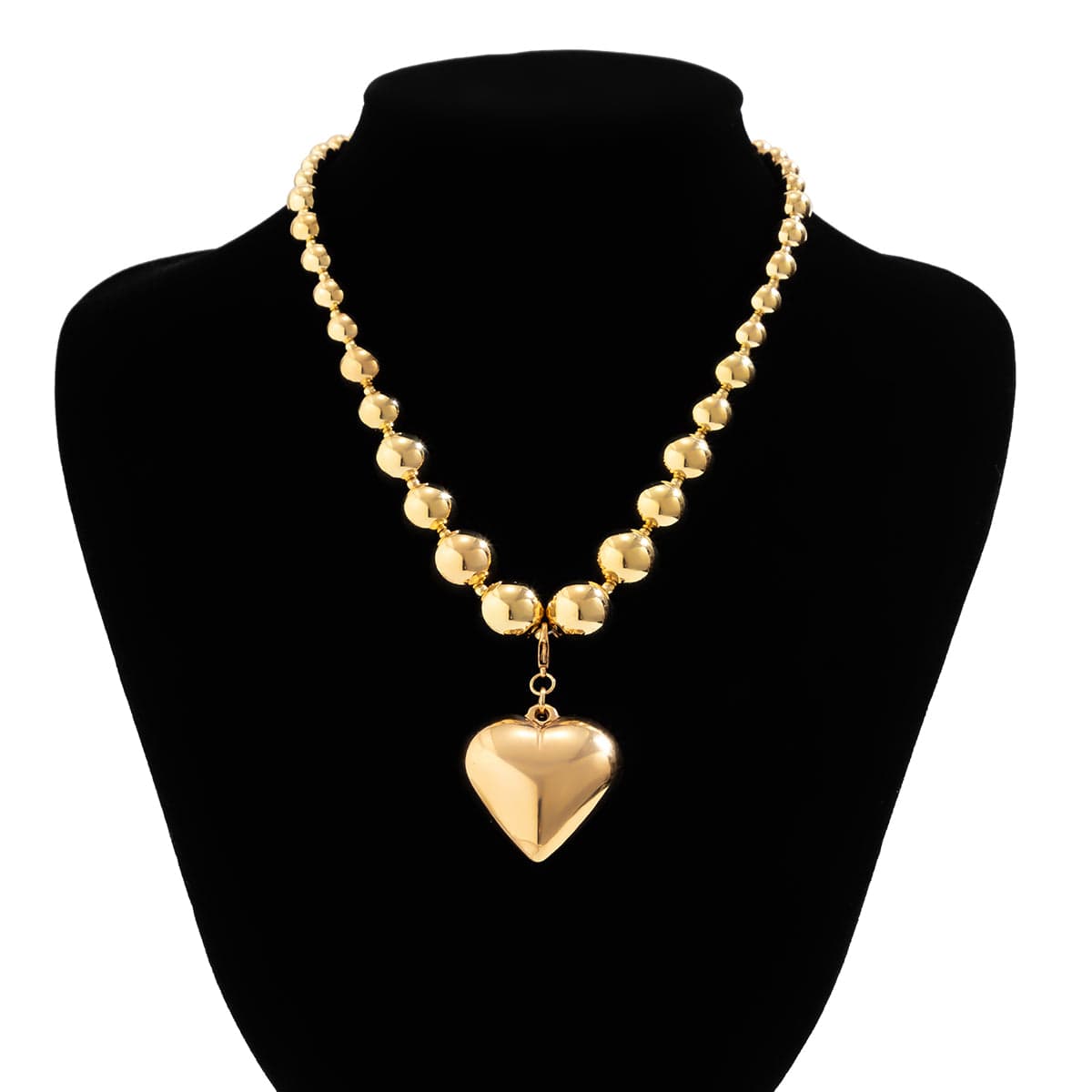 Elegant Heart Pendant Ball Chain Choker Necklace - ArtGalleryZen