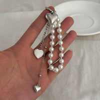 Thumbnail for Elegant Heart Shell Pendant Pearl Keychain - ArtGalleryZen