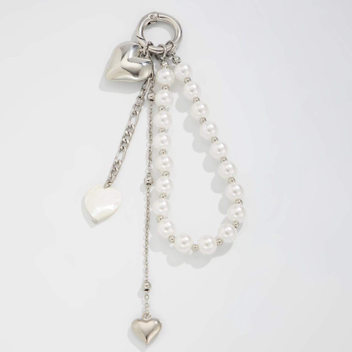 Elegant Heart Shell Pendant Pearl Keychain - ArtGalleryZen