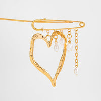 Thumbnail for Elegant Hollow Heart Pearl Tassel Pin Brooch - ArtGalleryZen