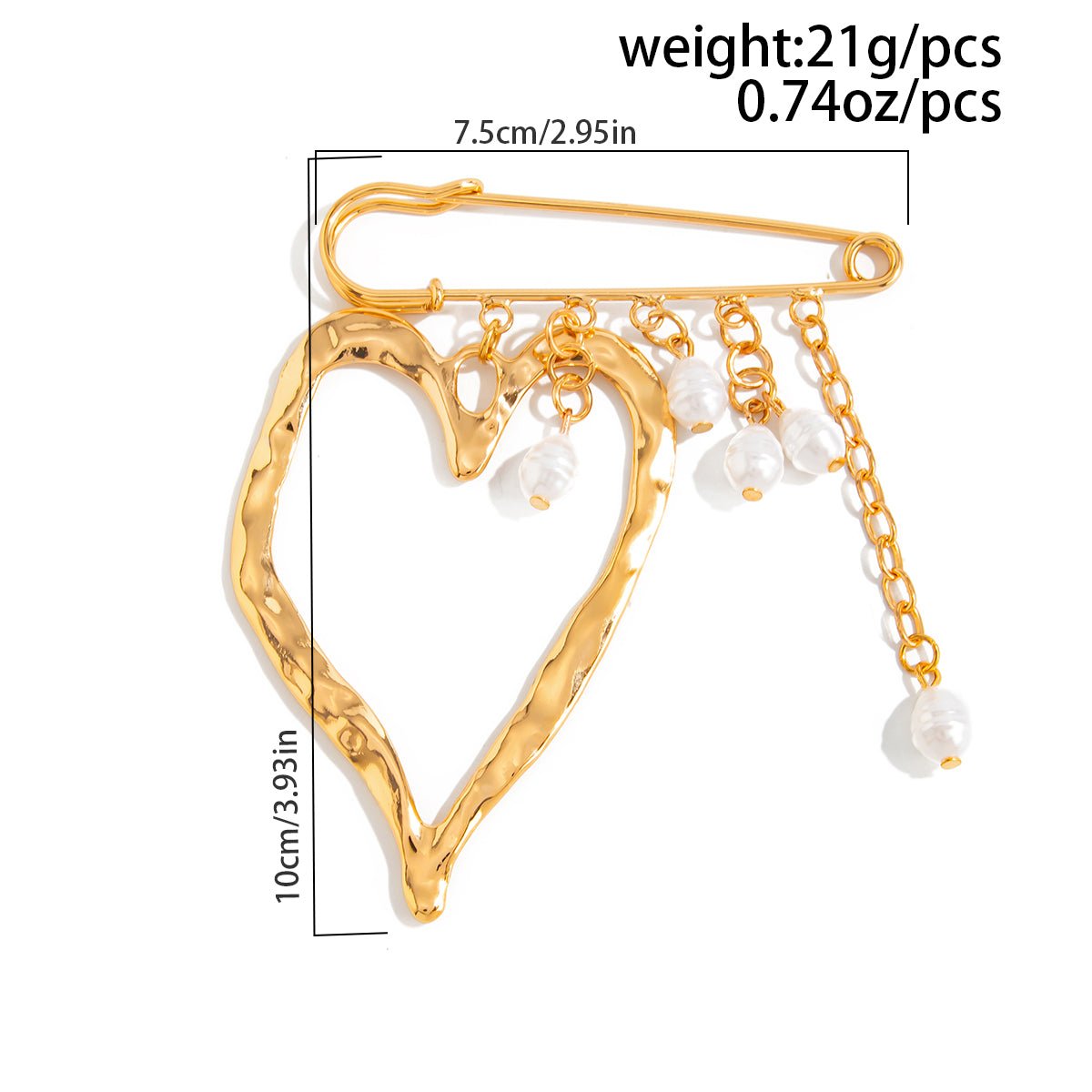 Elegant Hollow Heart Pearl Tassel Pin Brooch - ArtGalleryZen