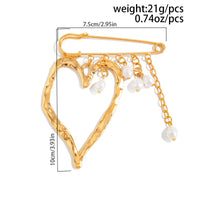 Thumbnail for Elegant Hollow Heart Pearl Tassel Pin Brooch - ArtGalleryZen