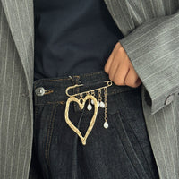 Thumbnail for Elegant Hollow Heart Pearl Tassel Pin Brooch - ArtGalleryZen