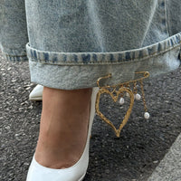 Thumbnail for Elegant Hollow Heart Pearl Tassel Pin Brooch - ArtGalleryZen