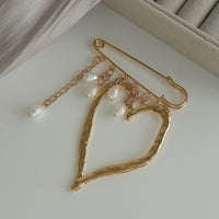 Thumbnail for Elegant Hollow Heart Pearl Tassel Pin Brooch - ArtGalleryZen