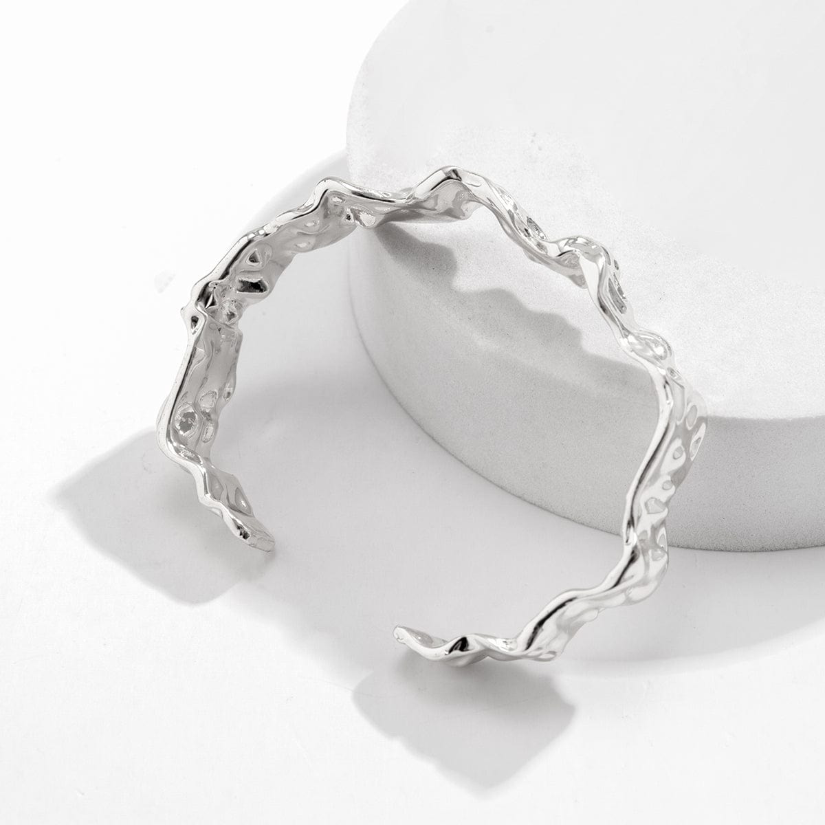 Elegant Irregular Pleated Open Cuff Bracelet - ArtGalleryZen