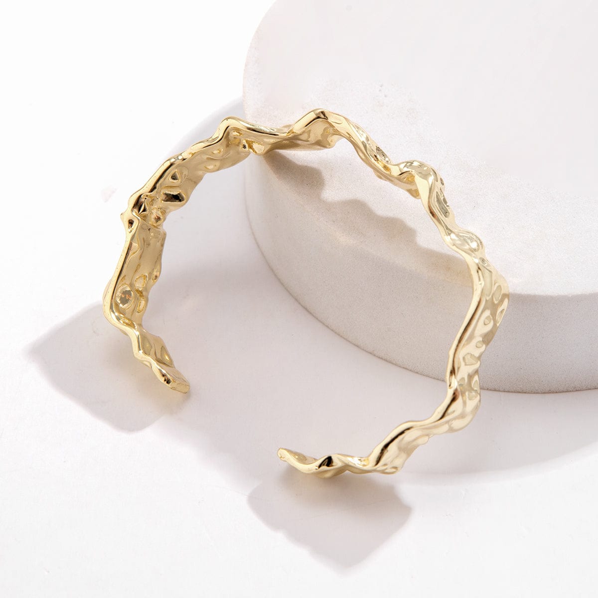 Elegant Irregular Pleated Open Cuff Bracelet - ArtGalleryZen