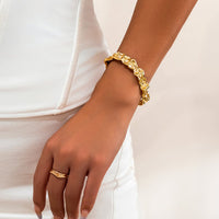 Thumbnail for Elegant Irregular Pleated Open Cuff Bracelet - ArtGalleryZen