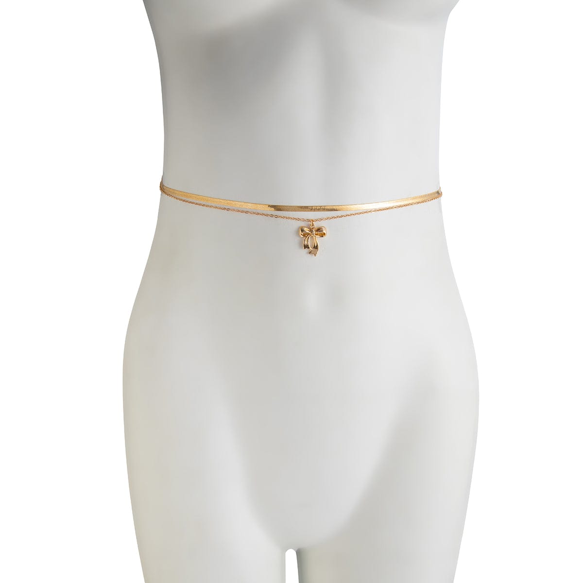 Elegant Layered Bowknot Charm Herringbone Belly Chain Set - ArtGalleryZen