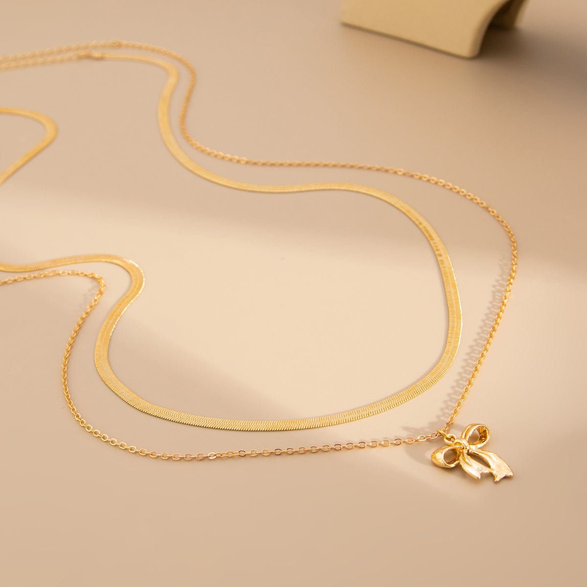 Elegant Layered Bowknot Charm Herringbone Belly Chain Set - ArtGalleryZen