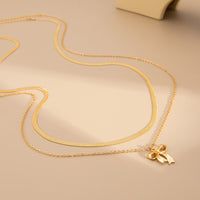 Thumbnail for Elegant Layered Bowknot Charm Herringbone Belly Chain Set - ArtGalleryZen