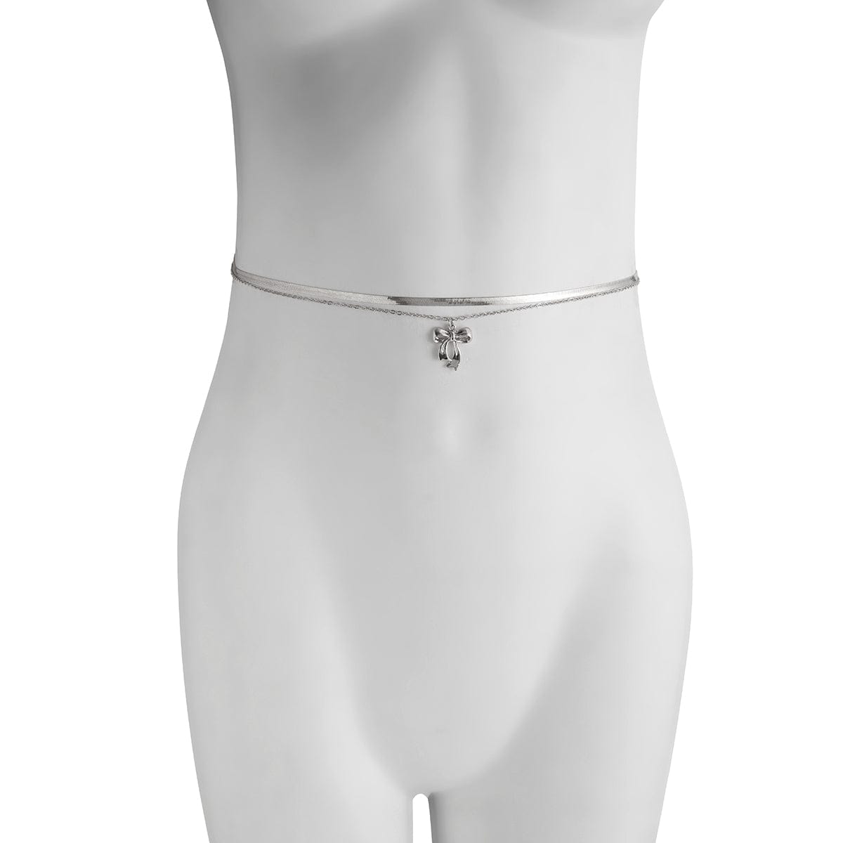 Elegant Layered Bowknot Charm Herringbone Belly Chain Set - ArtGalleryZen