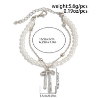 Thumbnail for Elegant Layered Bowknot Pendant Pearl Chain Bracelet - ArtGalleryZen